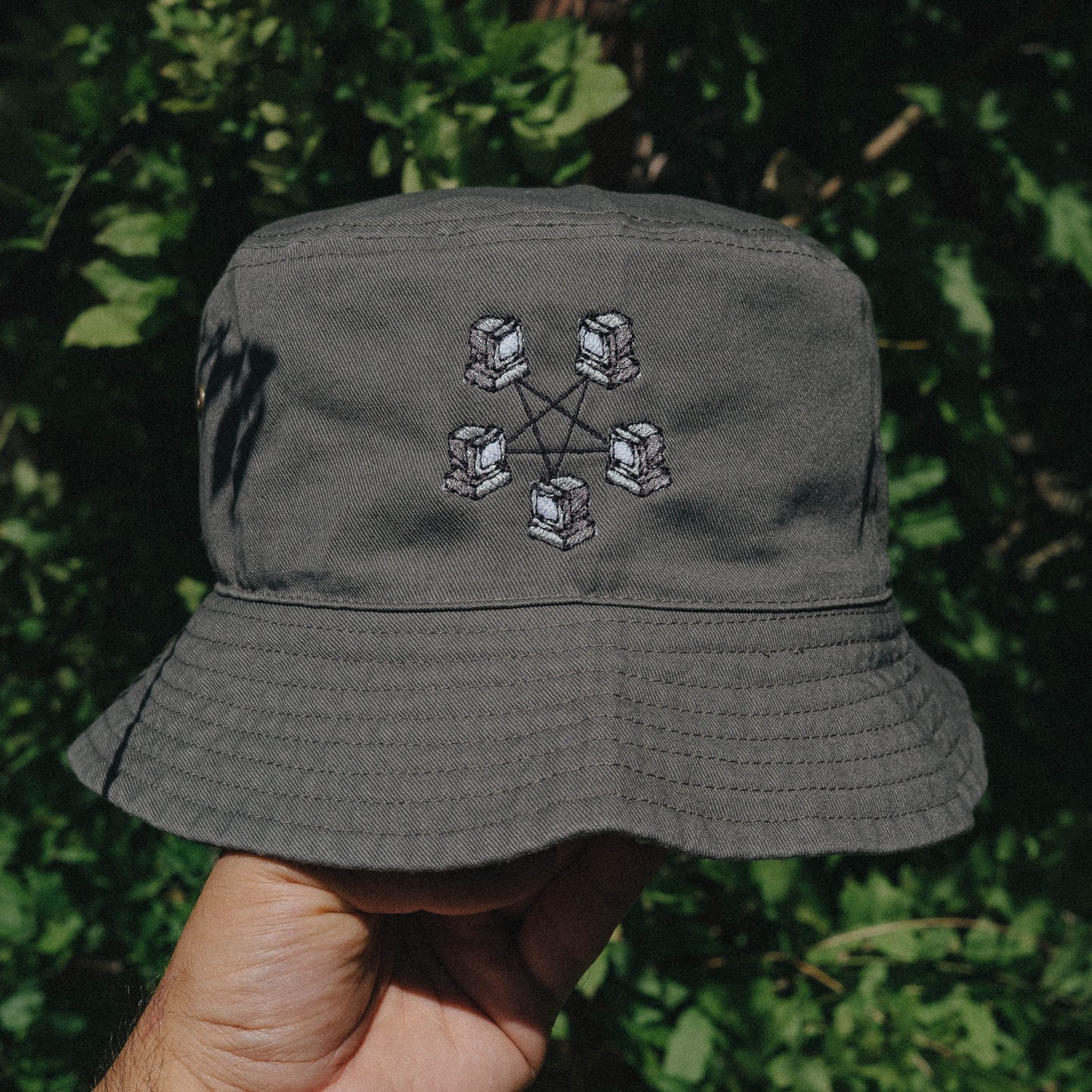 Retro Computer 90s Style Embroidered Bucket Hat