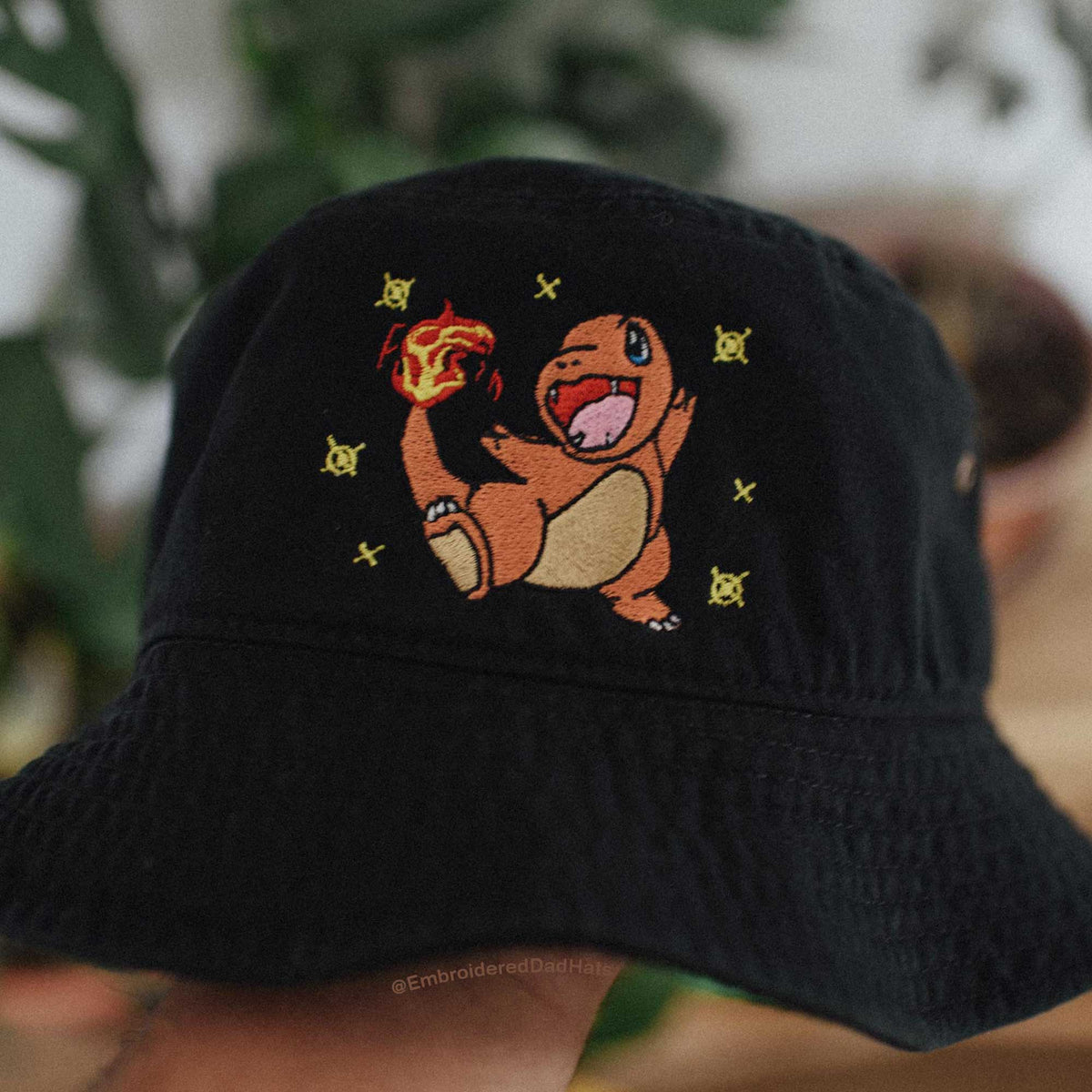 Drawstring Embroidered Bucket Hat