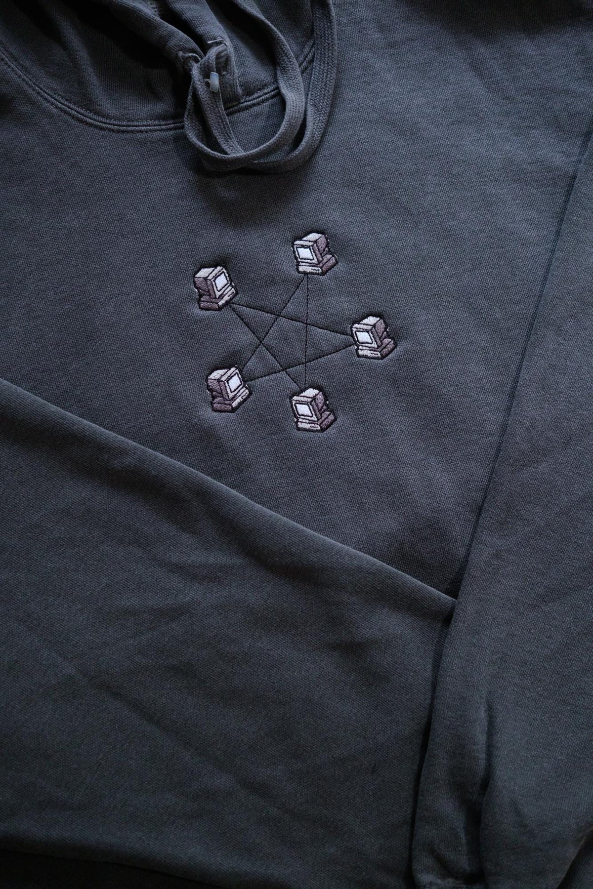Computer Network Retro Tech Embroidered T-Shirt