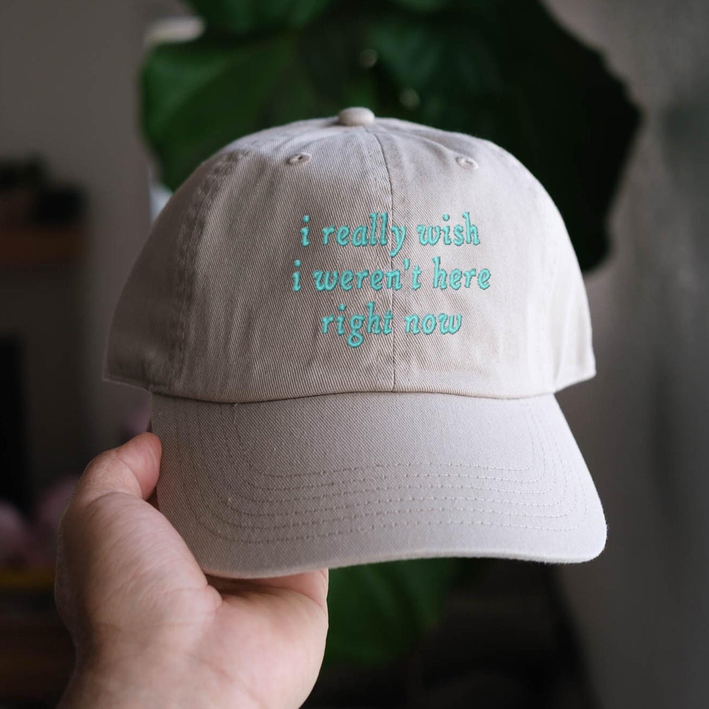I Really Wish I Weren't Here Right Now 90s Cartoon Quote Embroidered Hat