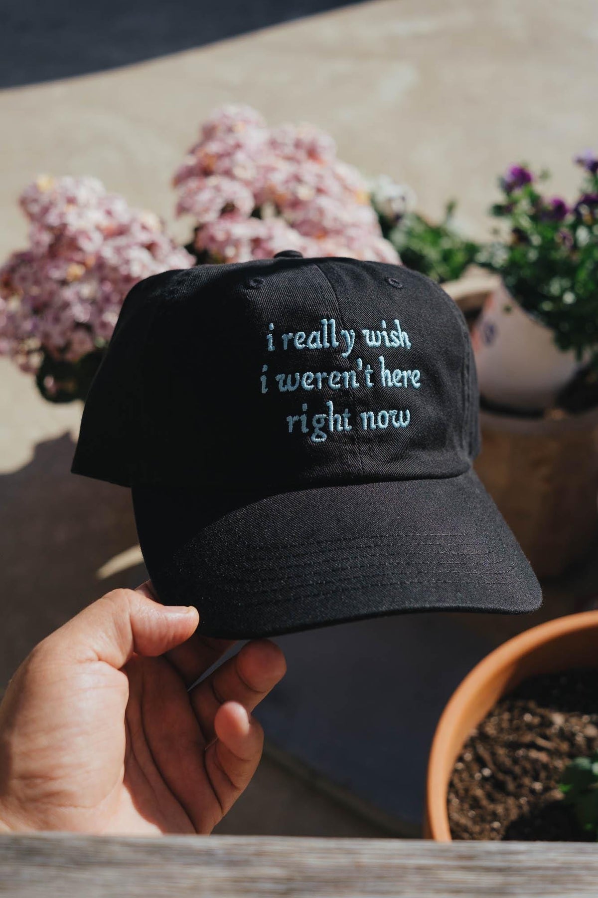 I Really Wish I Weren't Here Right Now 90s Cartoon Quote Embroidered Hat