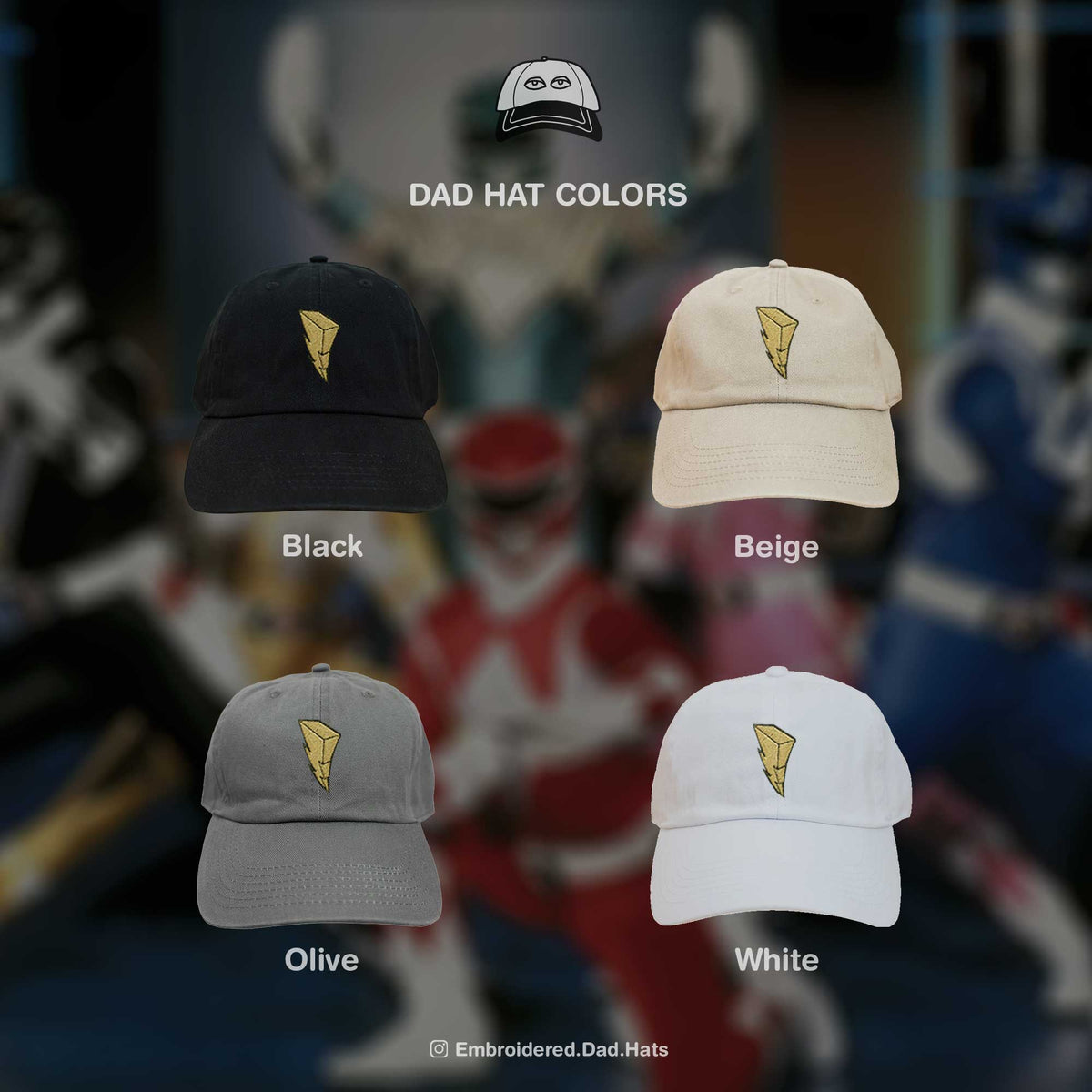 Power Rangers Anime Embroidered Dad Hat Embroidered Dad Hats