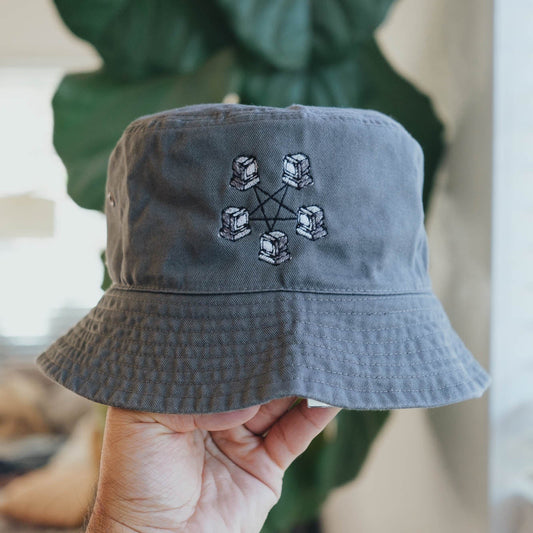 Retro Computer 90s Style Embroidered Bucket Hat