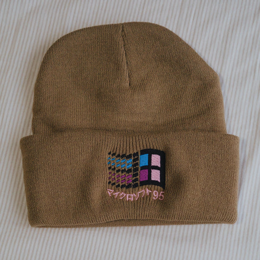 Windows 95 Vaporwave Retro Embroidered Beanie