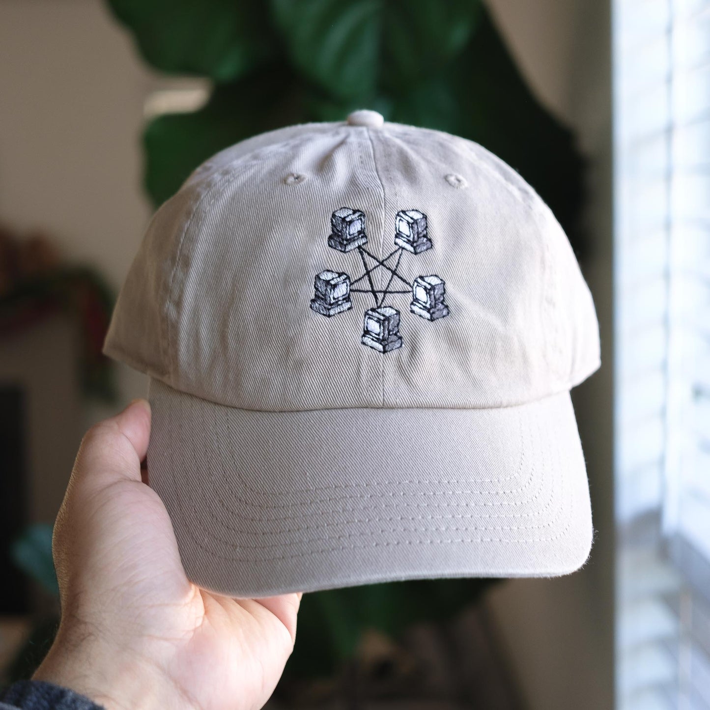 Retro Computer Network Embroidered Hat