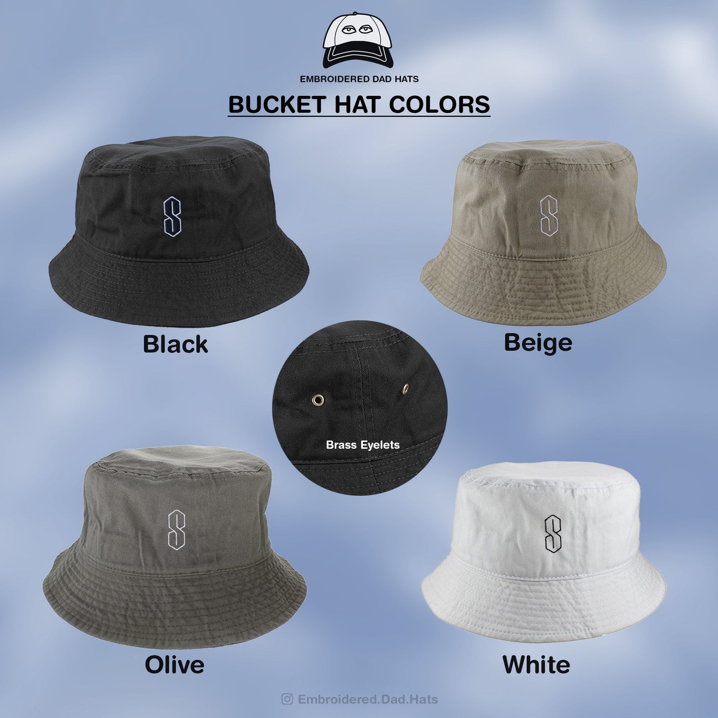 Cool S 90s Style Embroidered Bucket Hat