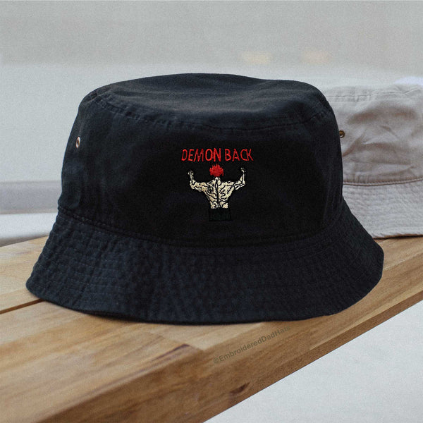 Demon Back Anime Embroidered Bucket Hat