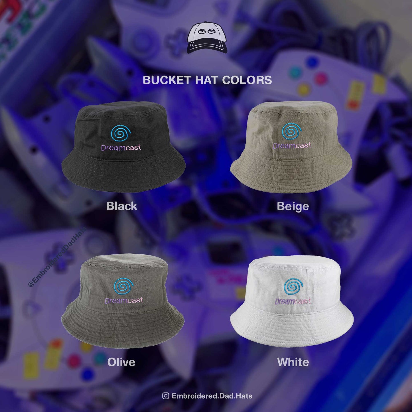 Dreamcast Vaporwave Retro Gaming Embroidered Bucket Hat