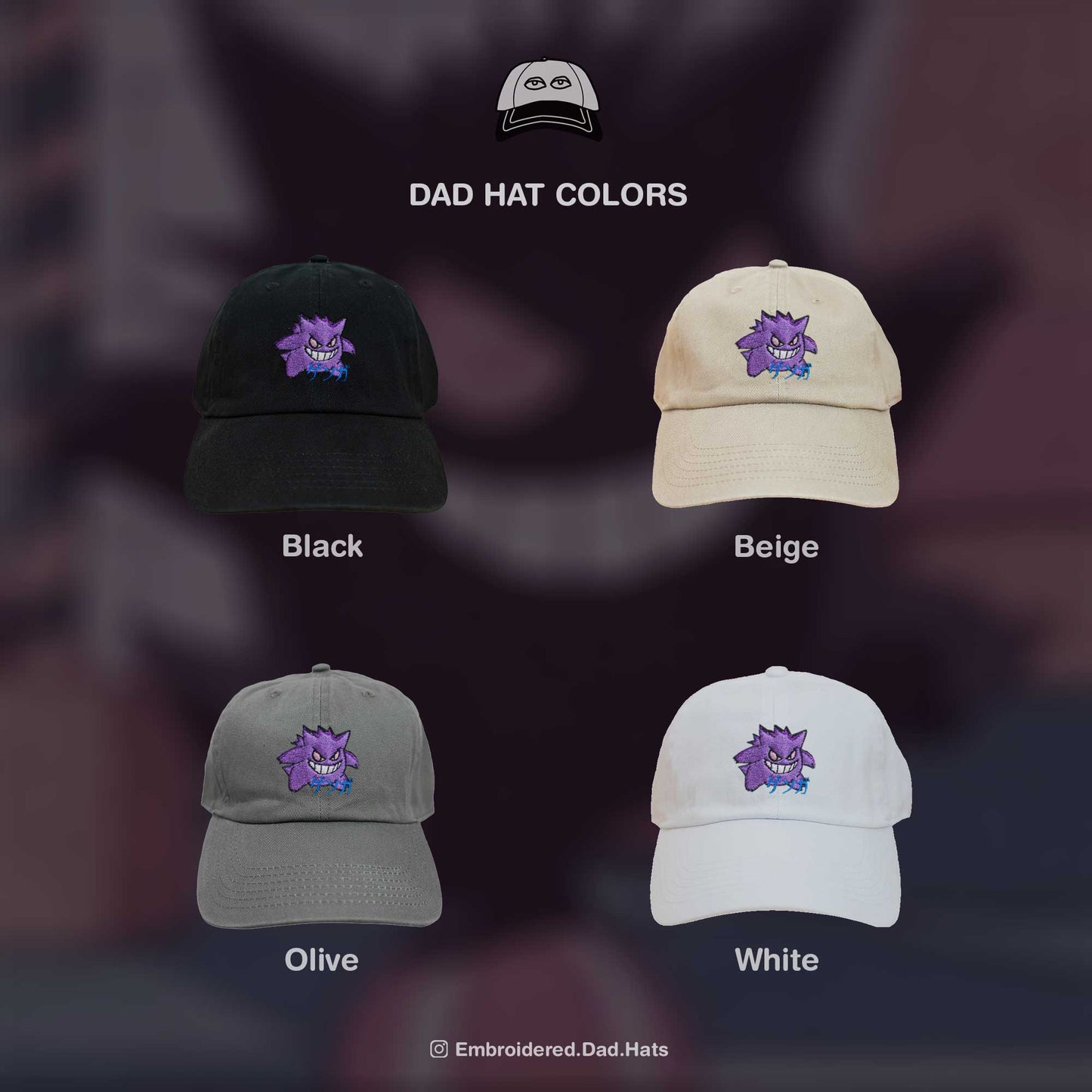 Gengar Anime Embroidered Hat