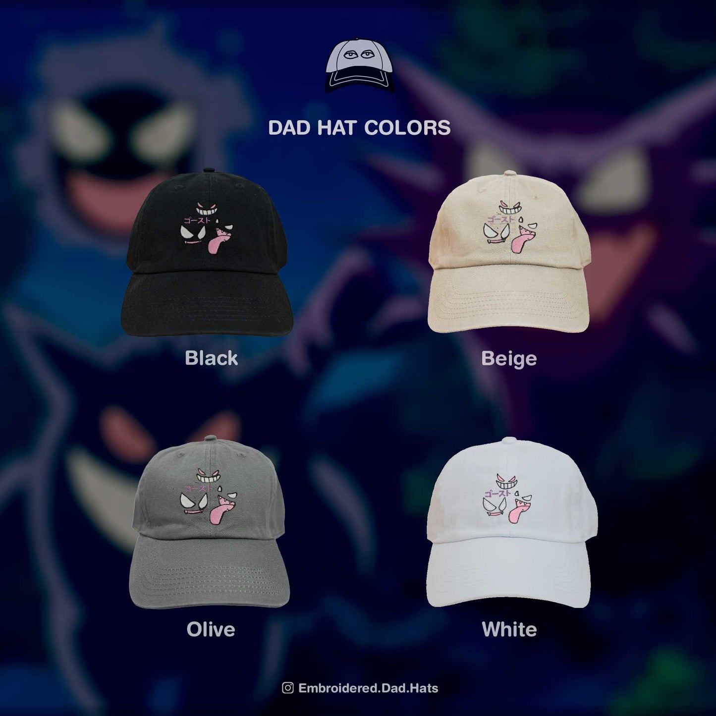 Ghost Type Anime Embroidered Hat