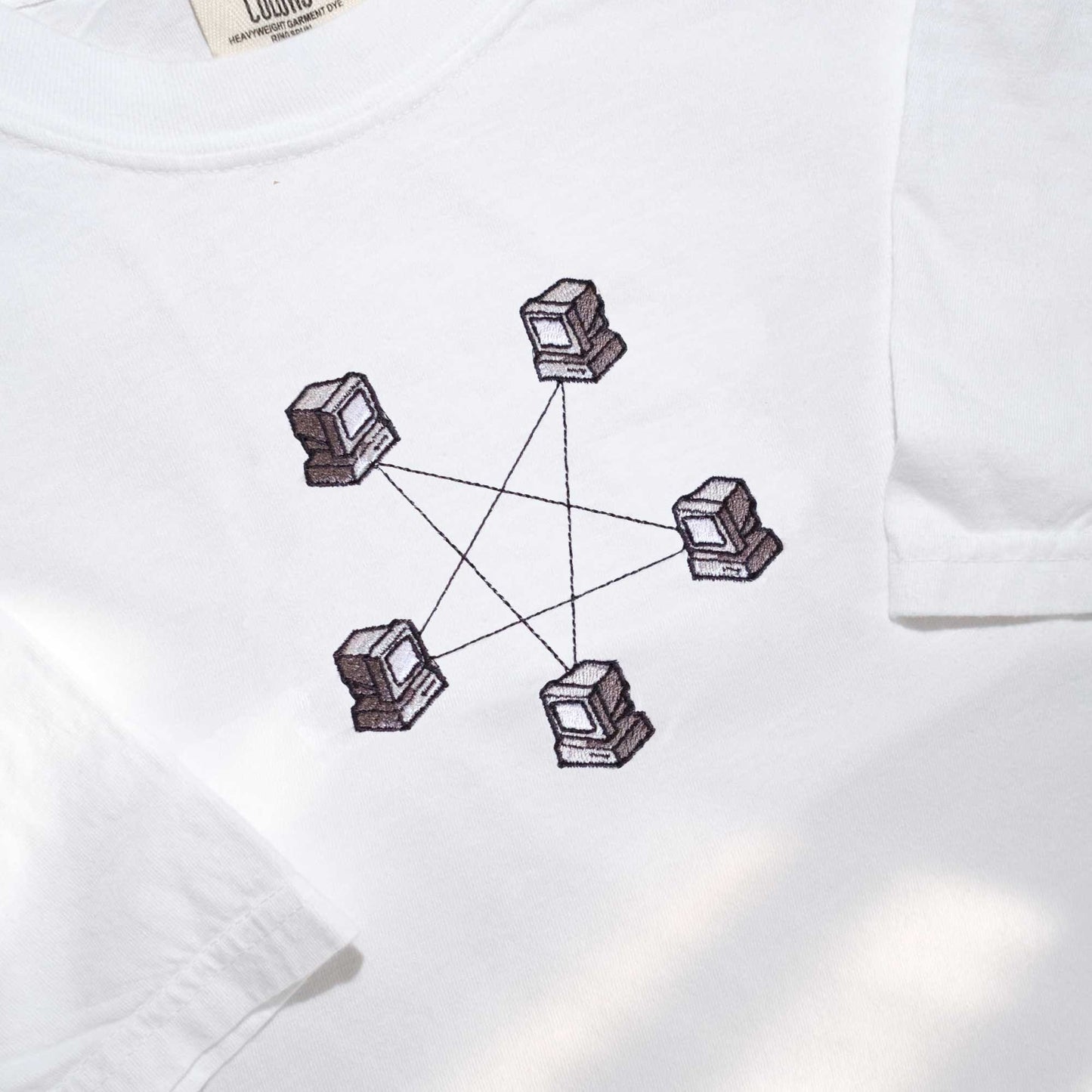 Computer Network Retro Tech Embroidered T-Shirt