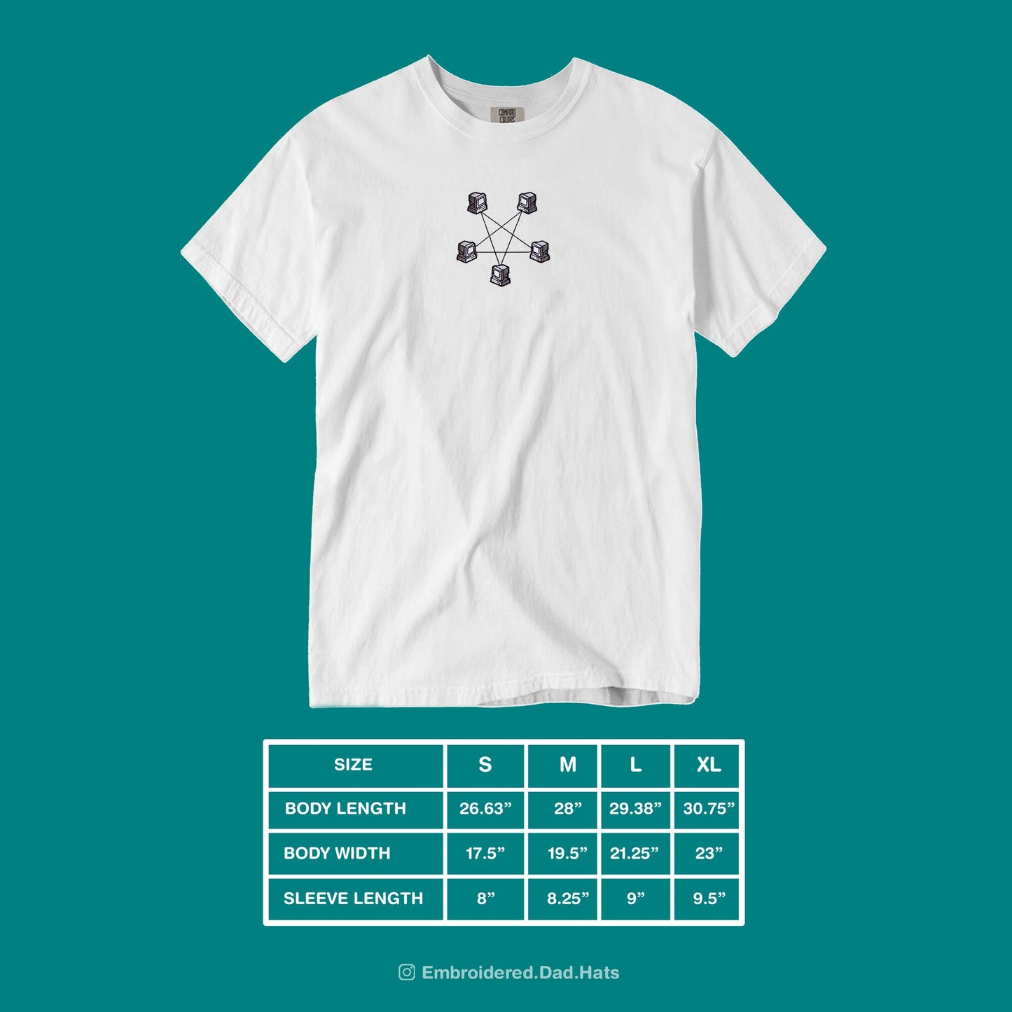 Computer Network Retro Tech Embroidered T-Shirt