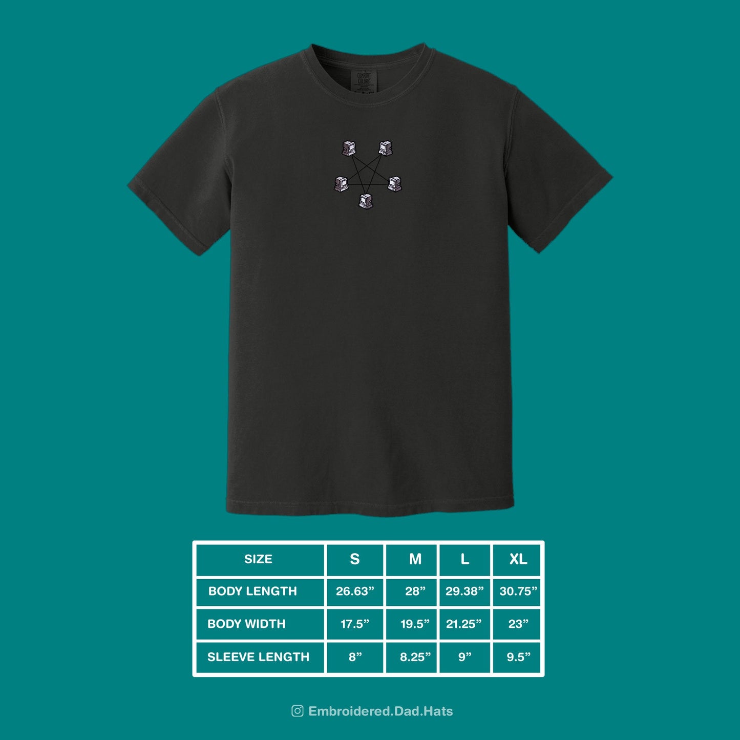 Computer Network Retro Tech Embroidered T-Shirt