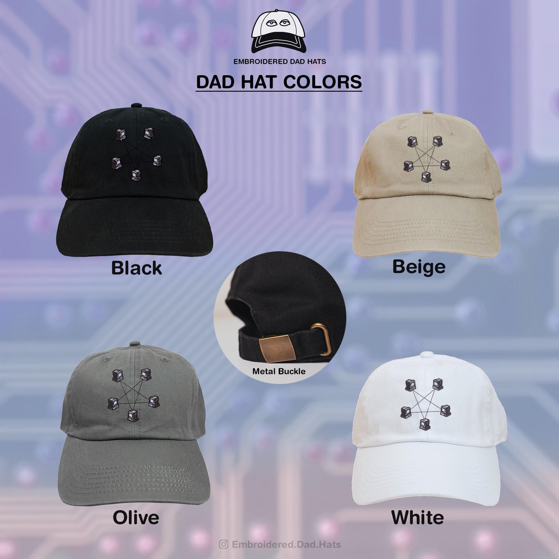 Retro Computer Network Embroidered Hat