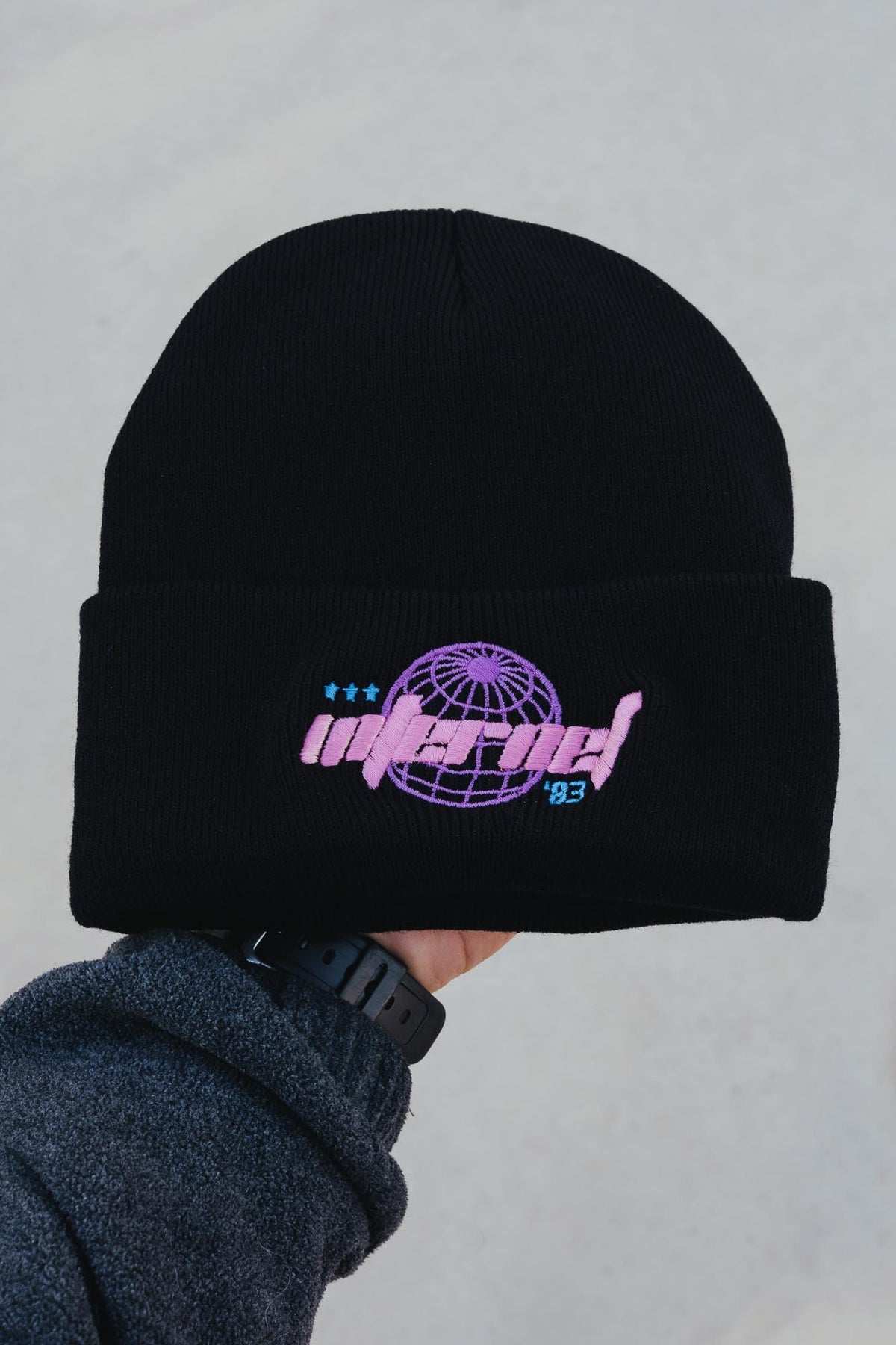 Internet Y2K Futuristic Vaporwave Webcore Embroidered Beanie