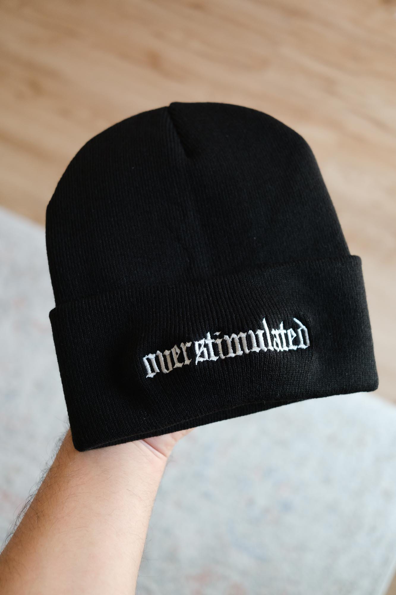 Overstimulated Funny Embroidered Beanie