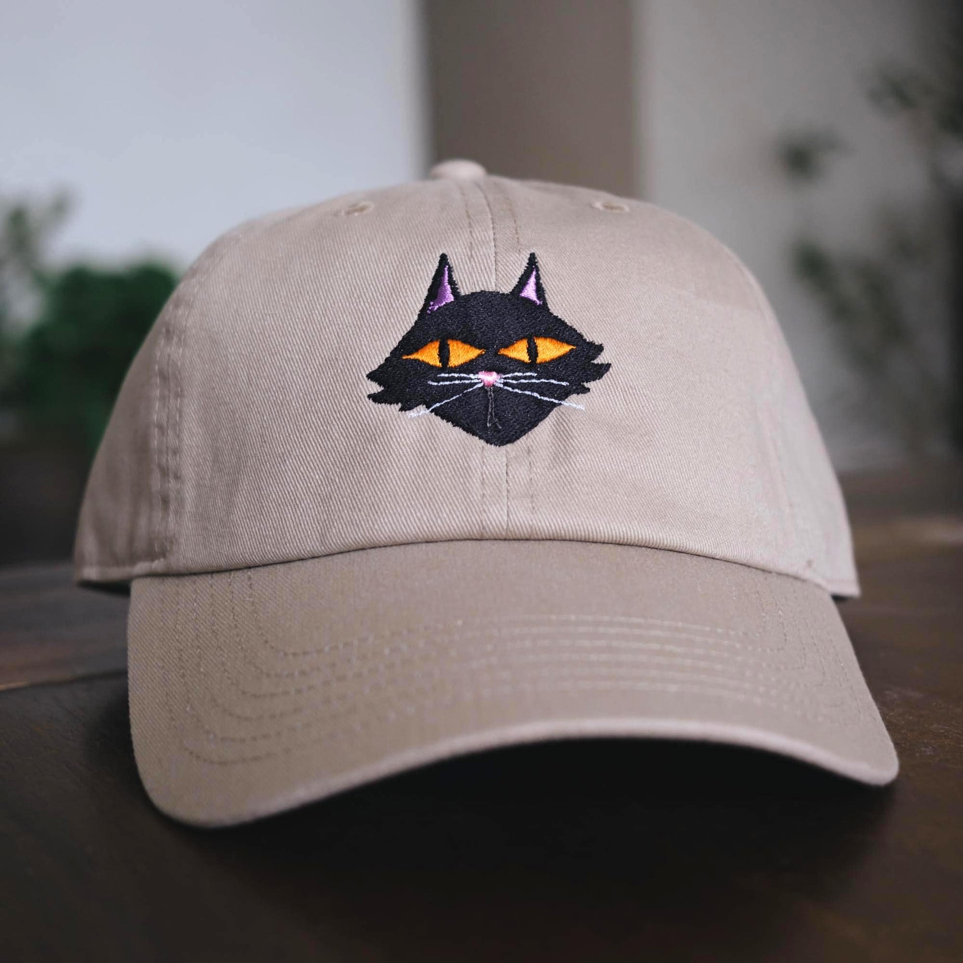 Black Cat Spooky Cursed Embroidered Dad Hat