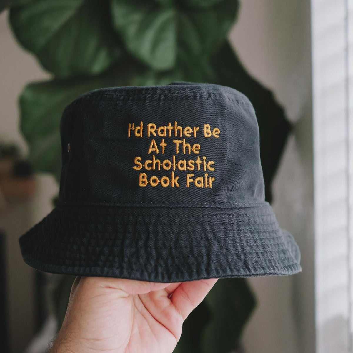 I'd Rather Be At The Scholastic Book Fair Embroidered Bucket Hat
