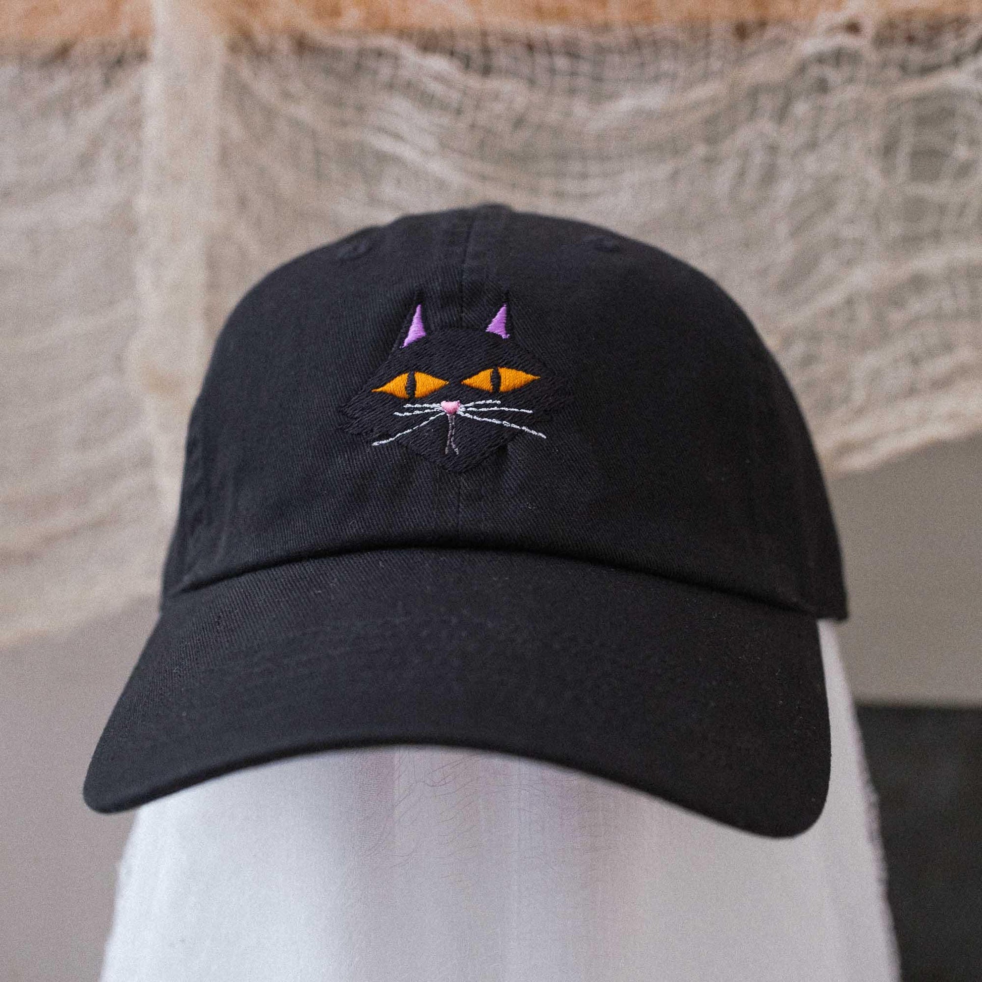Black Cat Spooky Cursed Embroidered Dad Hat
