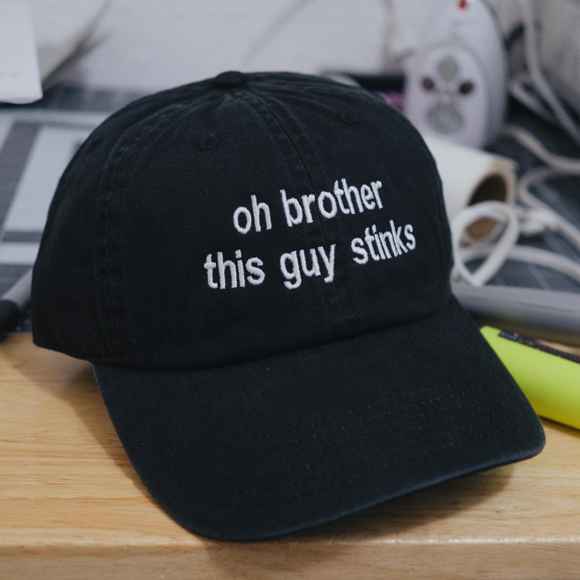 Oh Brother This Guy Stinks Funny 90s Cartoon Quote Embroidered Hat