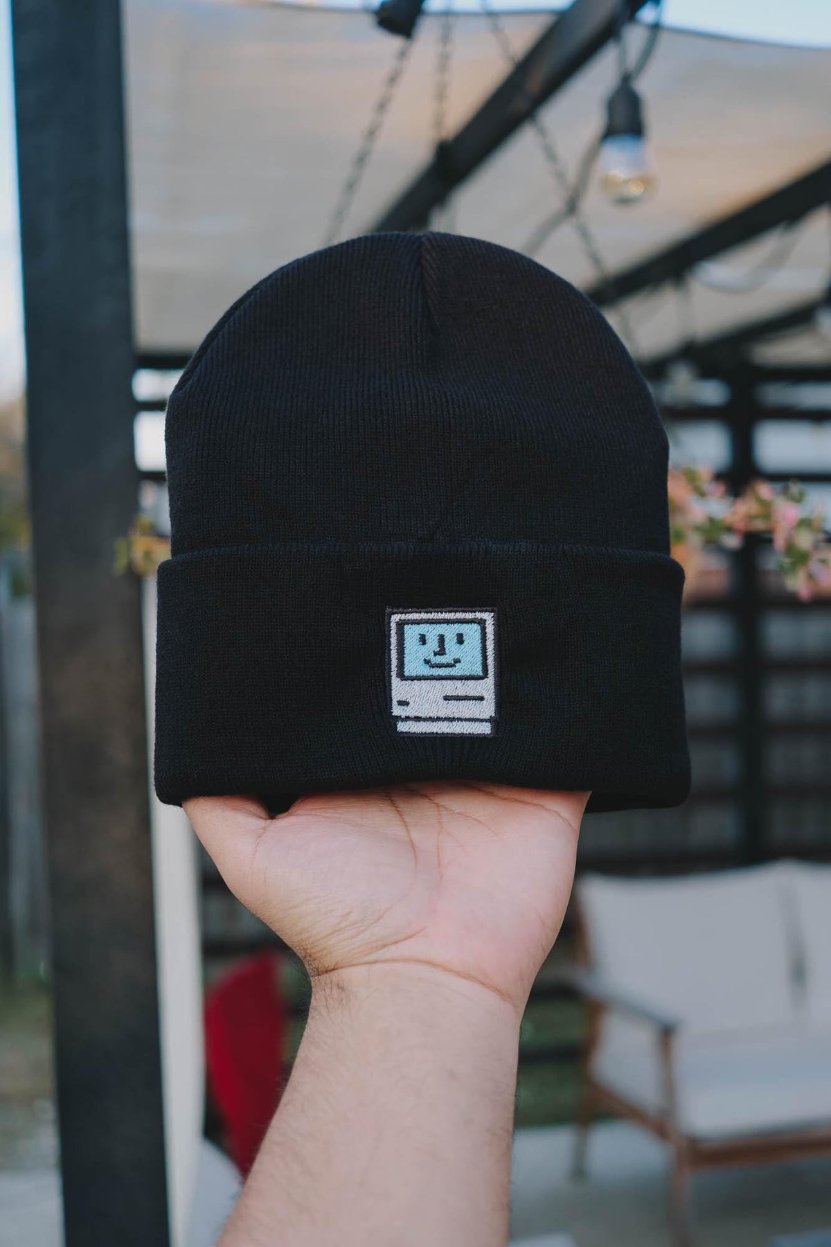 Mac Classic Retro Computer Embroidered Beanie