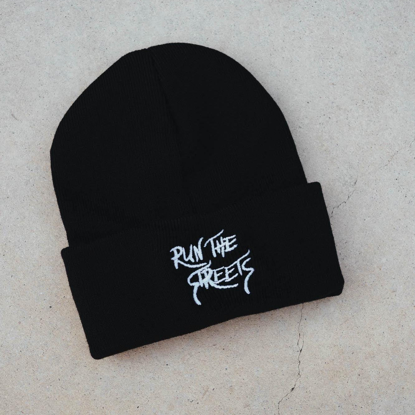 Run The Streets Small Car Brand Logo Embroidered Beanie