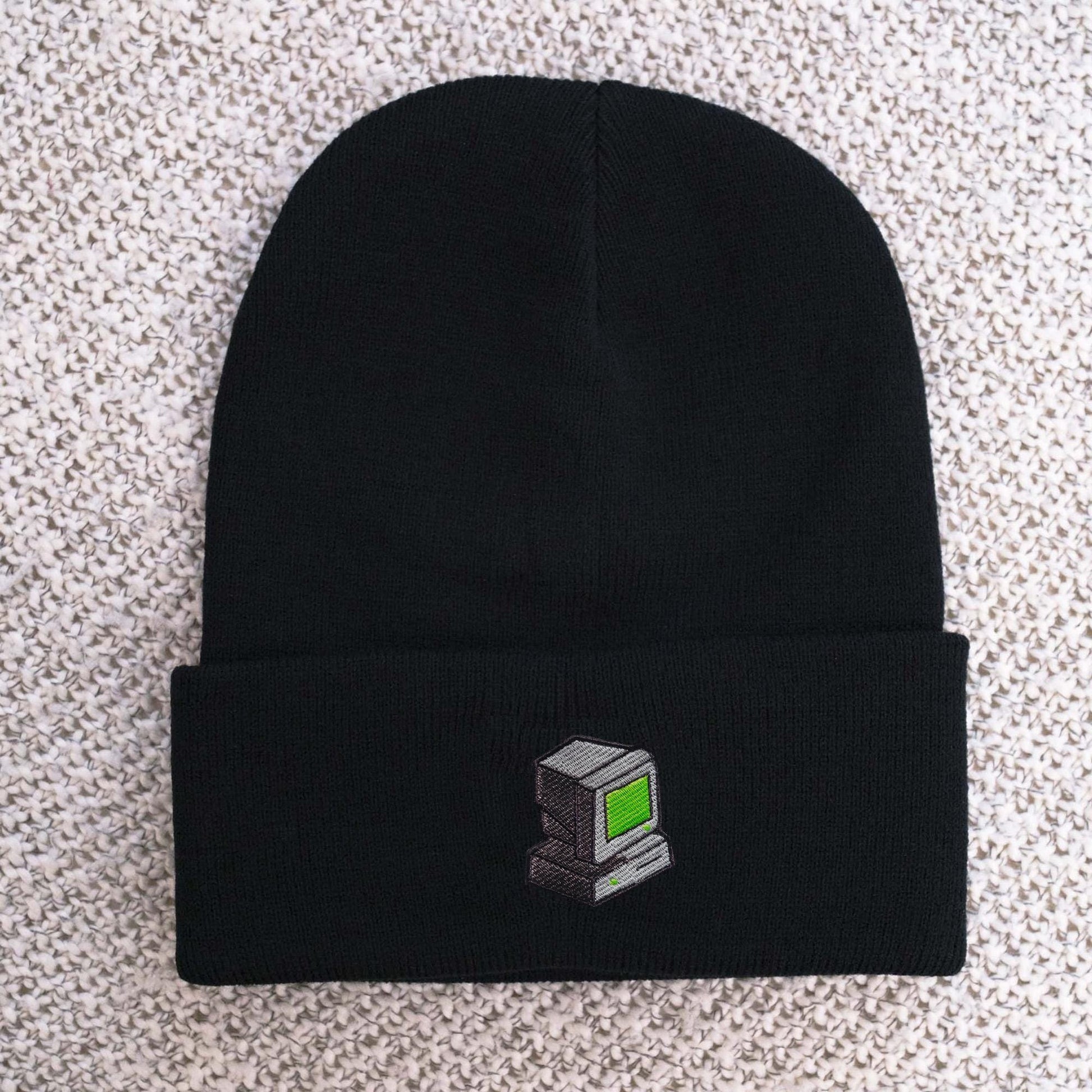 Retro 1990s Y2k Computer Embroidered Beanie