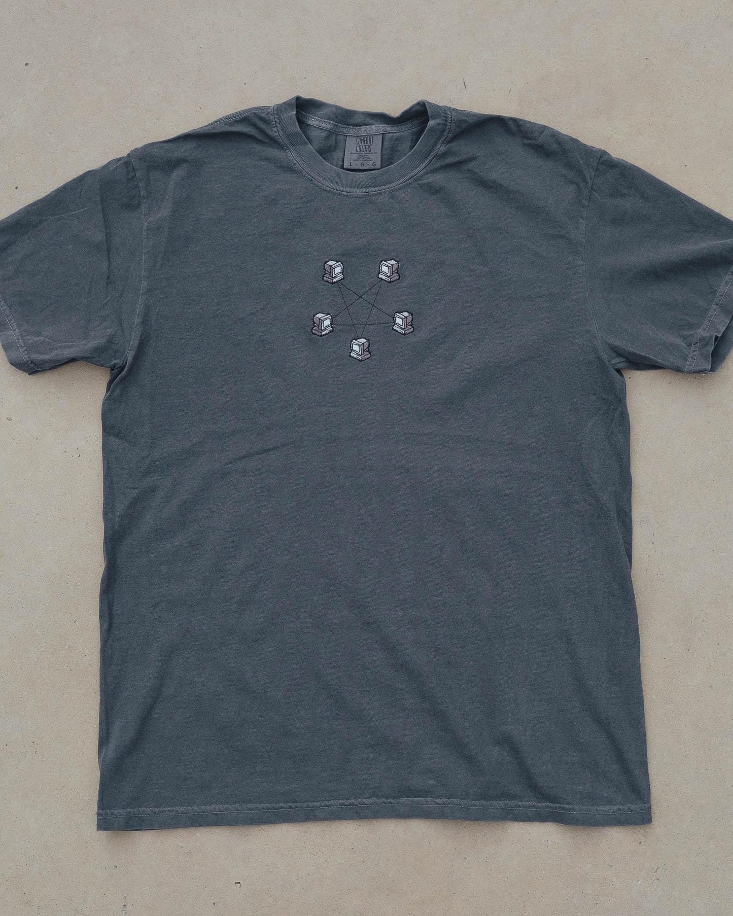 Computer Network Retro Tech Embroidered T-Shirt