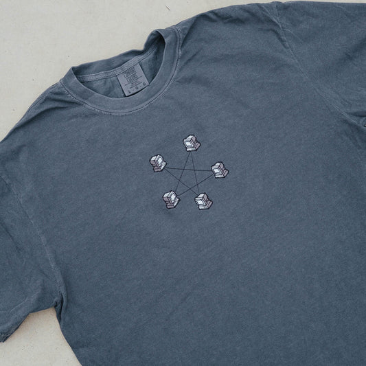 Retro Computer Network Y2K Pentagram Embroidered Shirt