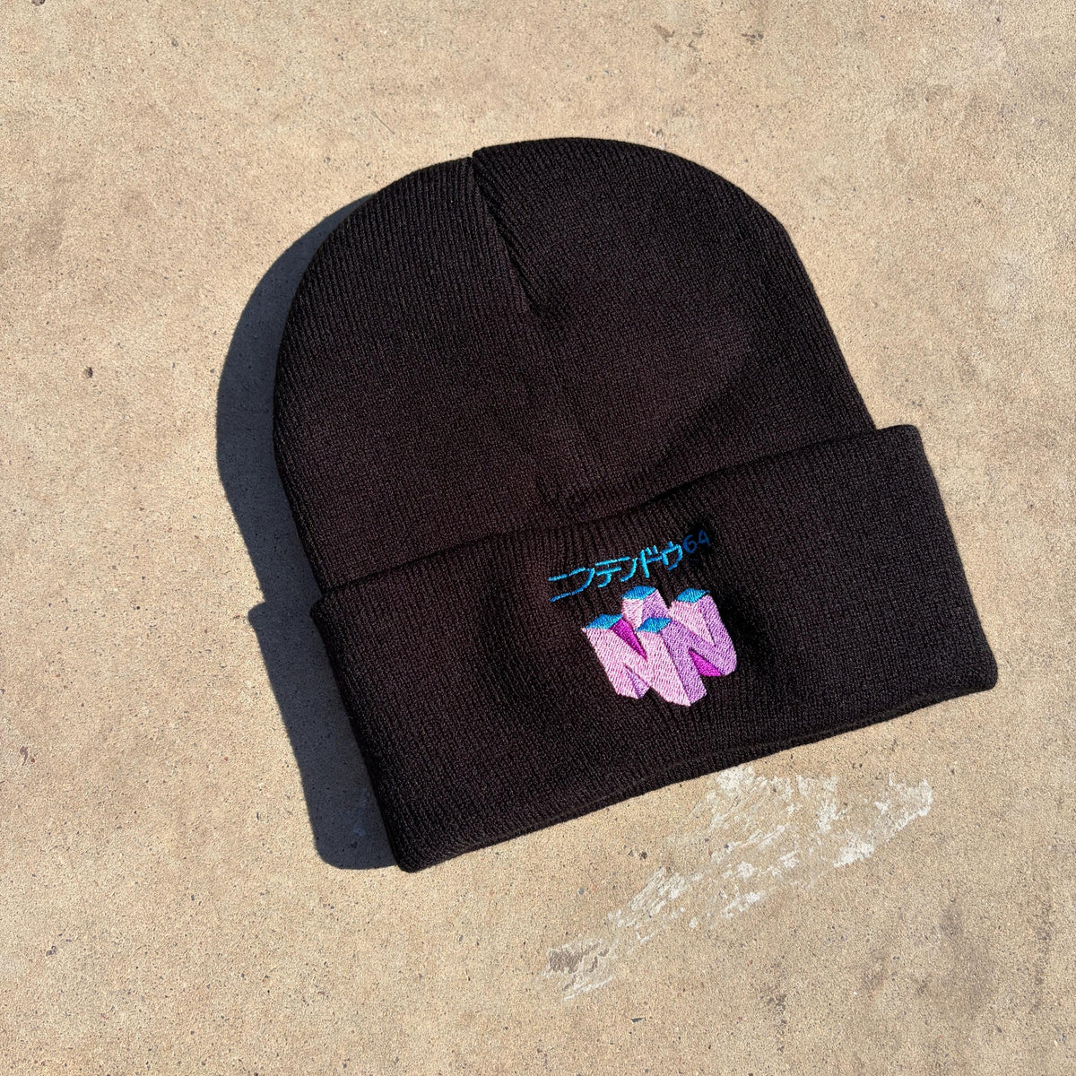 N64 Vaporwave Retro Gaming Embroidered Beanie
