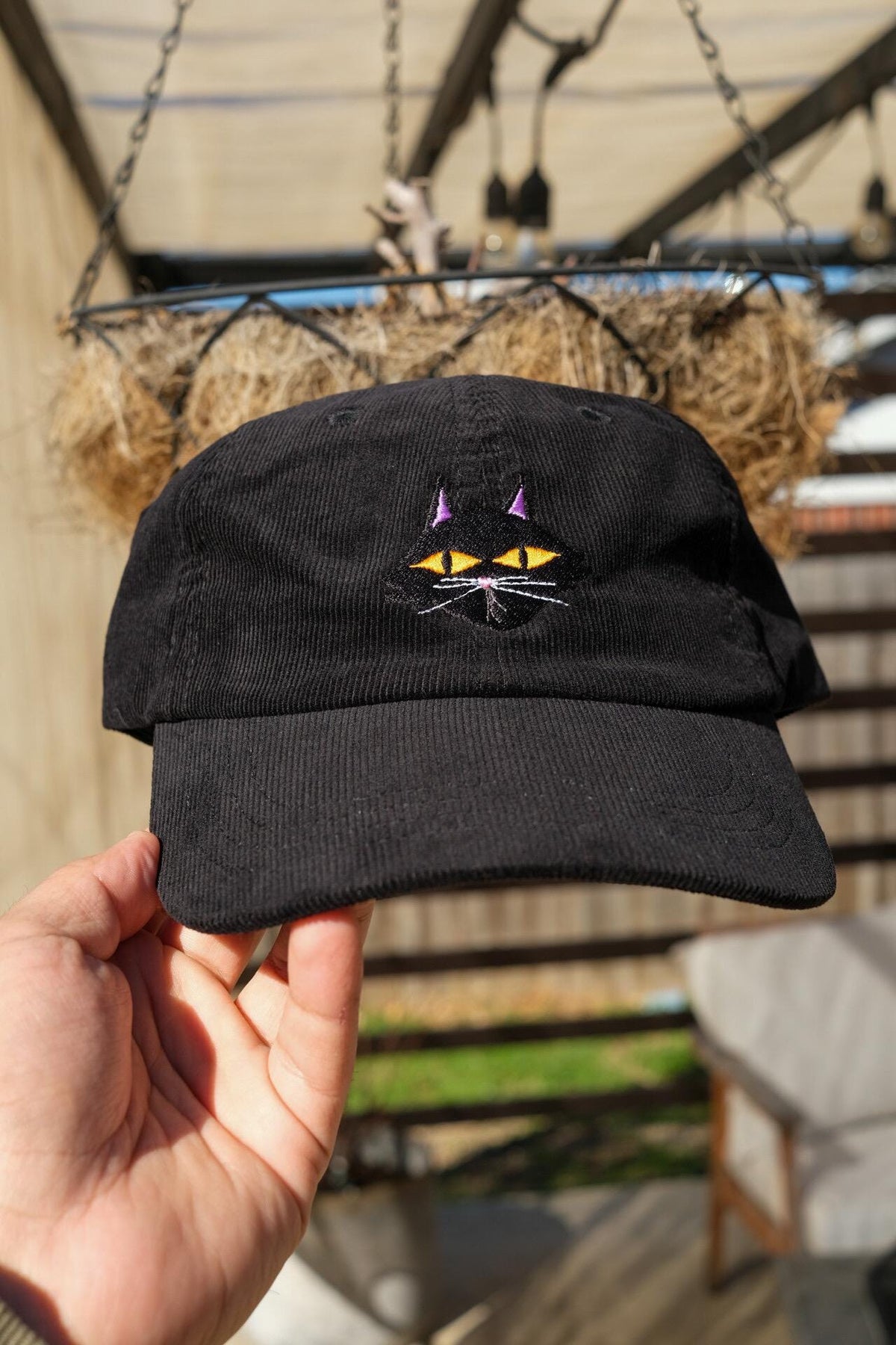 Black Cat Embroidered Dad Hat
