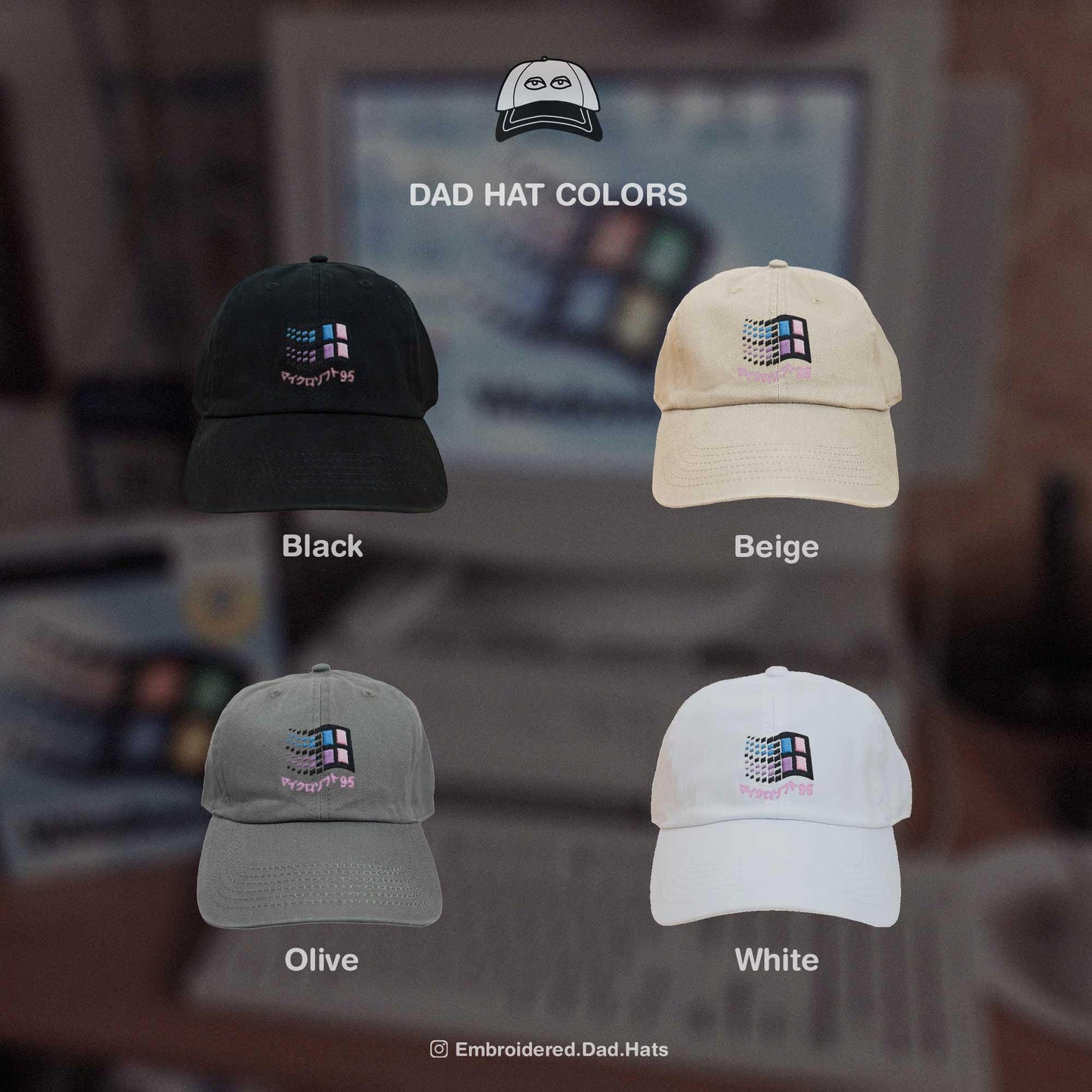 Windows 95 Vaporwave Retro Embroidered Hat