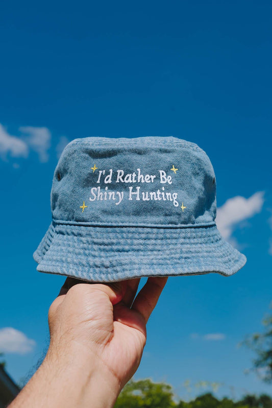 Id Rather be Shiny Hunting Anime Embroidered Bucket Hat