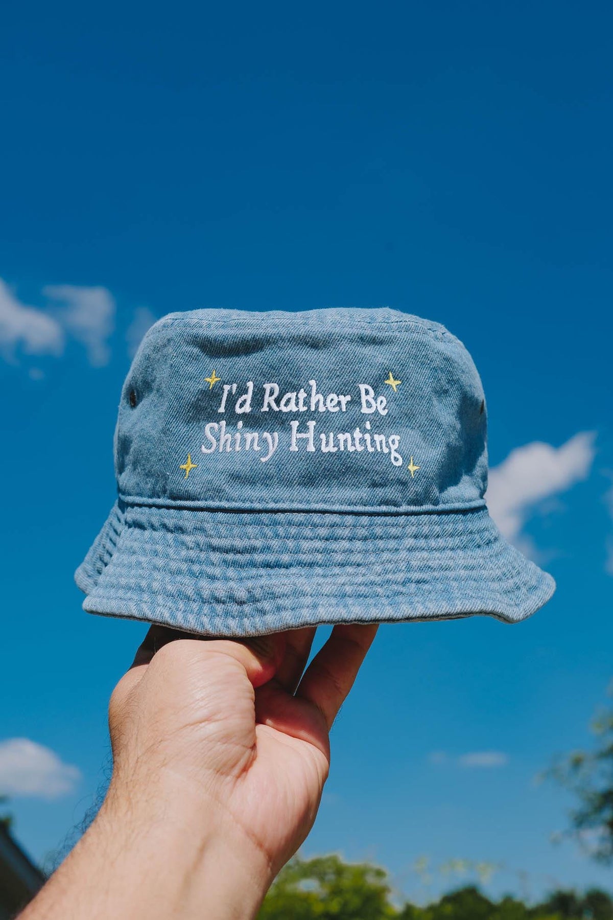 Id Rather be Shiny Hunting Anime Embroidered Bucket Hat