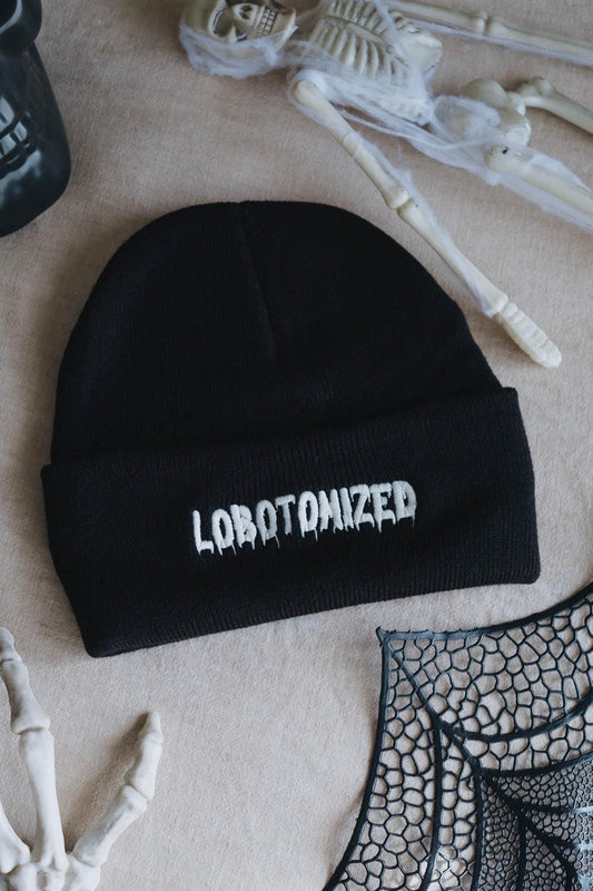Lobotomized Spooky Embroidered Beanie