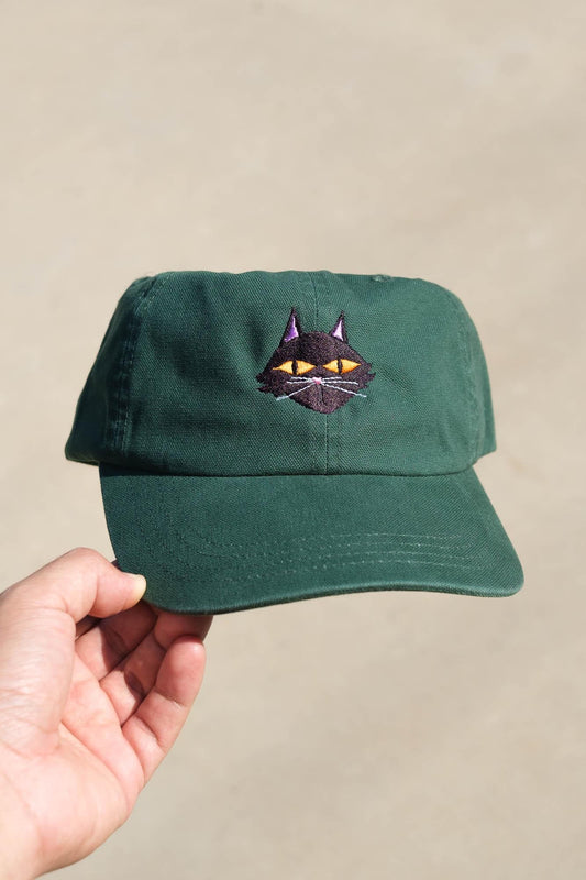 Black Cat Spooky Halloween Embroidered Dad Hat
