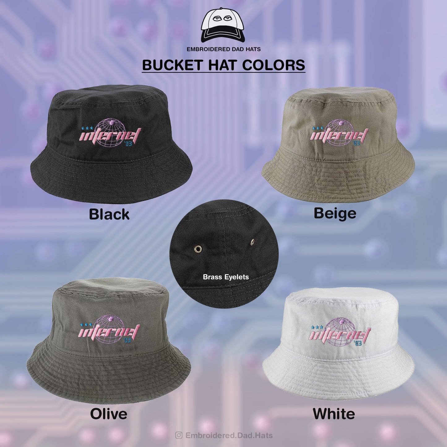 Internet Y2K Style Embroidered Bucket Hat