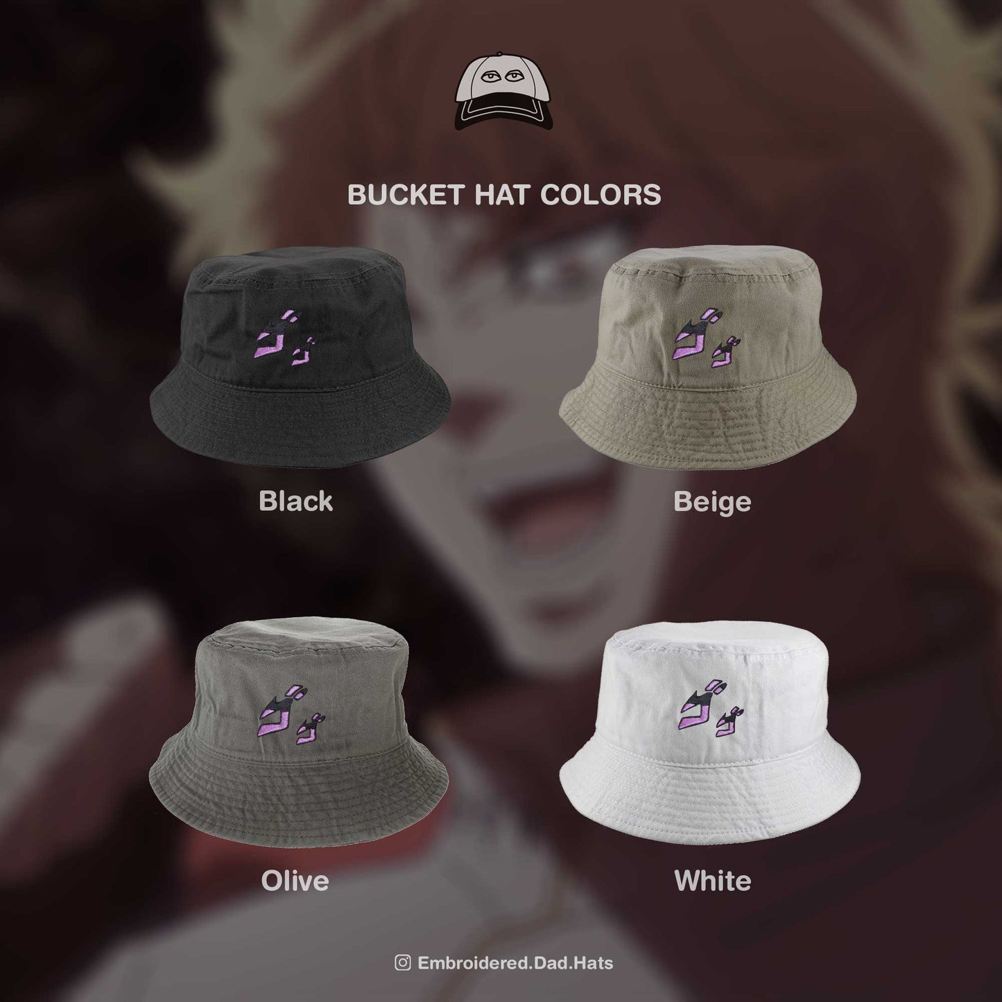 Menacing Anime Embroidered Bucket Hat