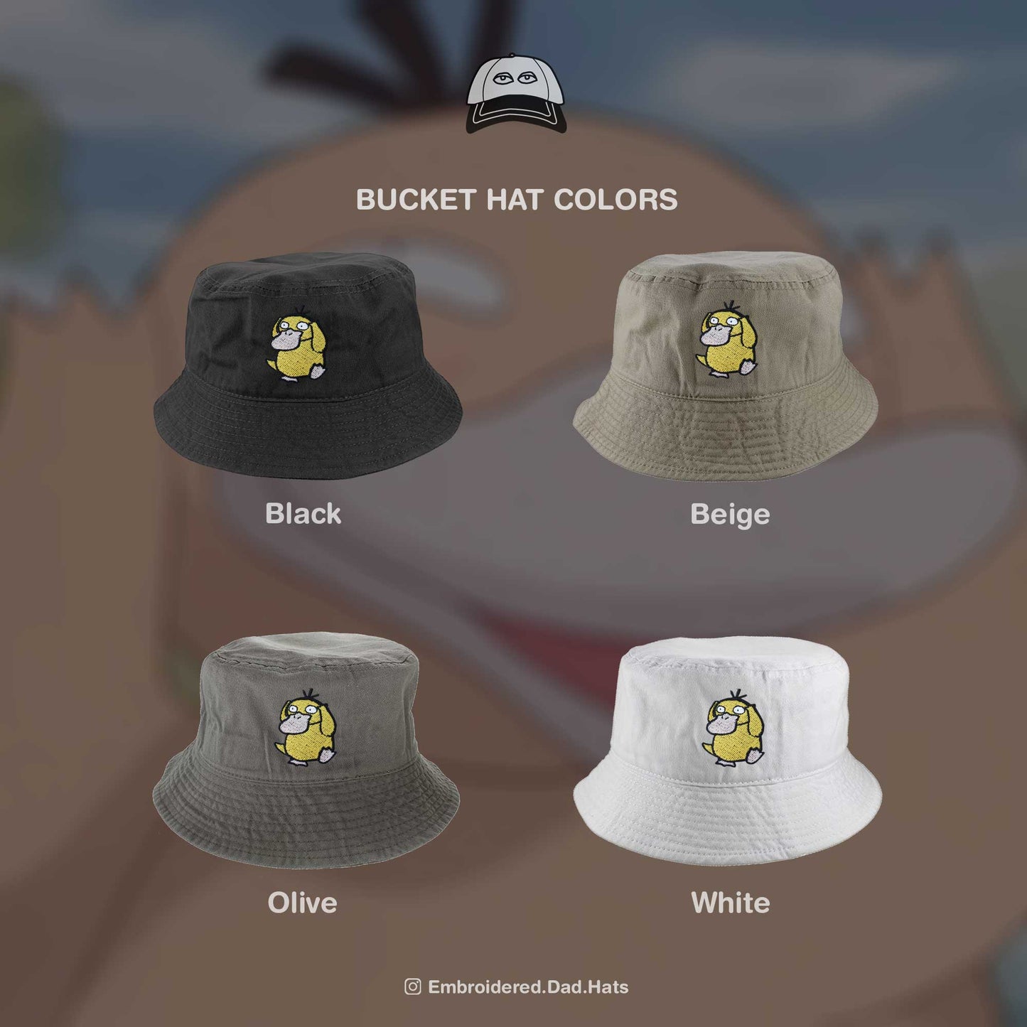 Psyduck Anime Embroidered Bucket Hat